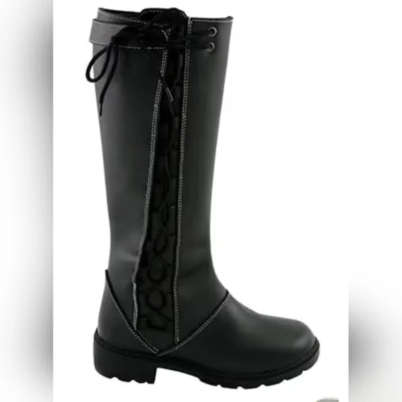 Milwaukee Black 17-Inch Lace Side Leather Boots with Contrast Stitching #1124 - Picture 14 of 16